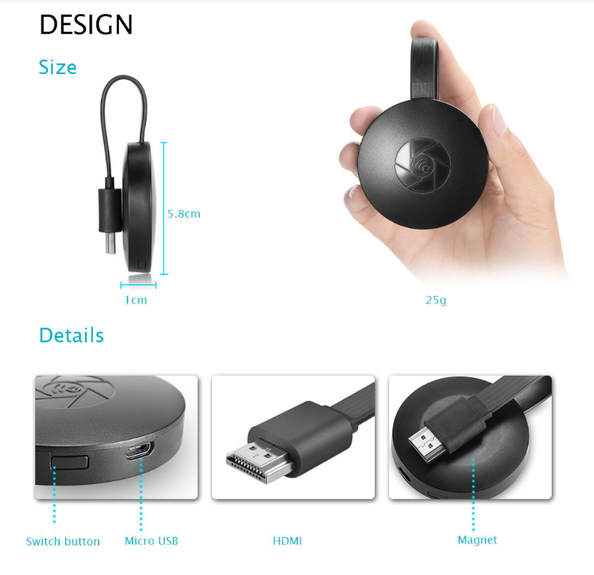 MiraScreen G2 Anycast Crome Cast HDMI TV Display Stick