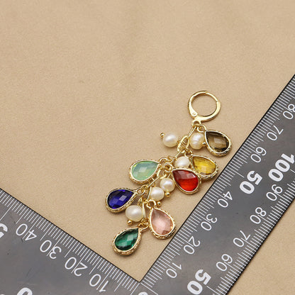 Natural Pearl Ear Studs High-grade Niche Colorful Water Drops