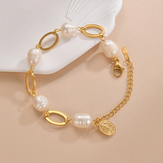 Cold 14K Gold Baroque Pearl Bracelet