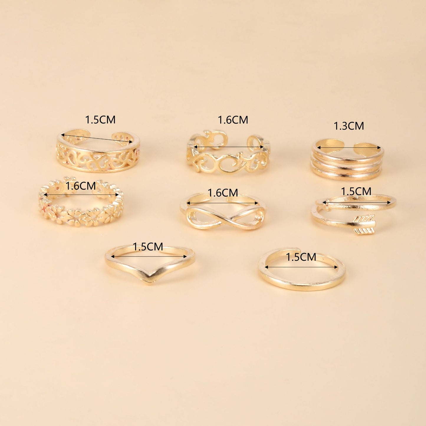 Women's Beach Toe Ring 8PCs Adjustable