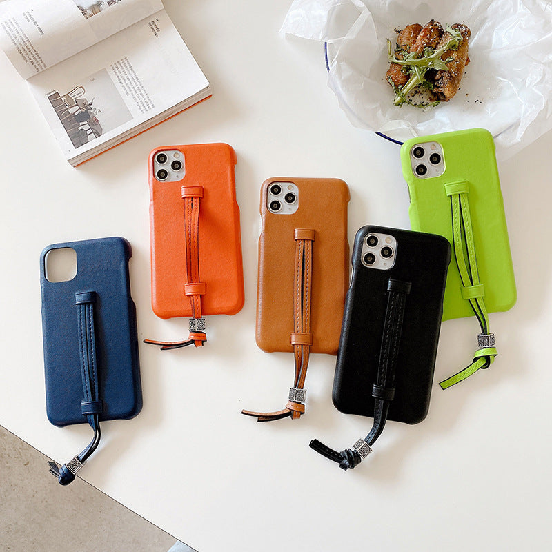 Three Bread Leather Wrist Strap Phone Case