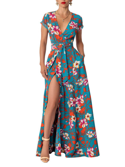 Printed Waist-controlled Split Dress