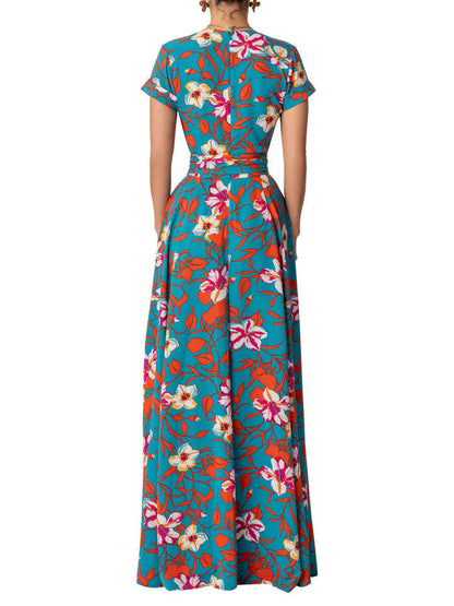 Printed Waist-controlled Split Dress